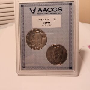 1978 P&D Eisenhower Dollar Coins GRADED MS63 GOOD OLD IKE ..